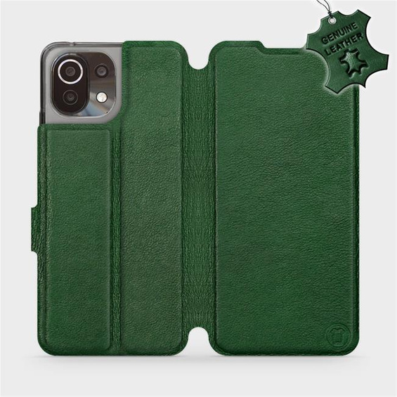 Etui ze skóry naturalnej do Xiaomi 11 Lite 5G NE - wzór Green Leather
