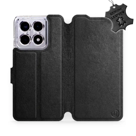 Etui ze skóry naturalnej do Xiaomi 14T Pro - wzór Black Leather