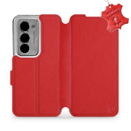 Etui ze skóry naturalnej do Xiaomi Redmi 15 5G - wzór Red Leather