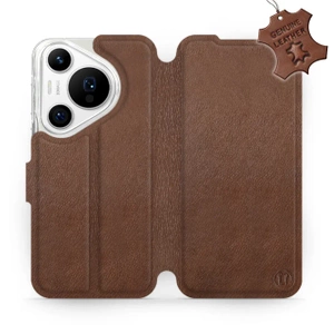 Etui ze skóry naturalnej do Huawei Pura 70 Pro - wzór Brown Leather