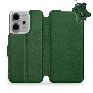 Etui ze skóry naturalnej do OPPO Reno 14 5G - wzór Green Leather