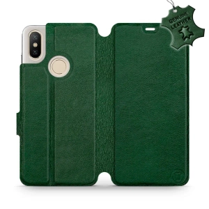 Etui ze skóry naturalnej do Xiaomi Mi A2 - wzór Green Leather
