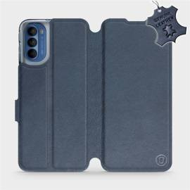 Etui ze skóry naturalnej do Motorola Moto G41 - wzór Blue Leather