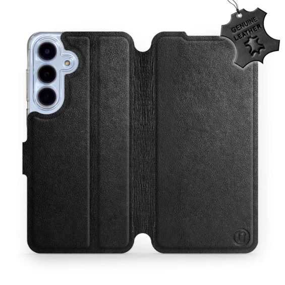 Etui ze skóry naturalnej do Samsung Galaxy S25 FE 5G - wzór Black Leather