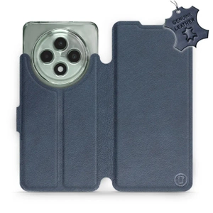 Etui ze skóry naturalnej do OPPO Reno12 F 5G - wzór Blue Leather