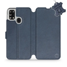 Etui ze skóry naturalnej do Samsung Galaxy M31 - wzór Blue Leather