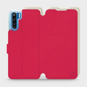 Etui Soft Touch do OPPO A91 - wzór Żywa czerwień z platyną