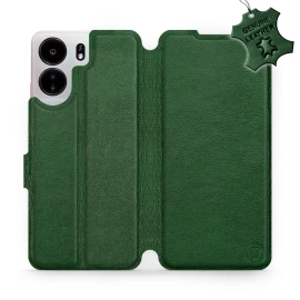 Etui ze skóry naturalnej do Xiaomi POCO C65 - wzór Green Leather