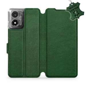 Etui ze skóry naturalnej do Motorola Moto E14 - wzór Green Leather