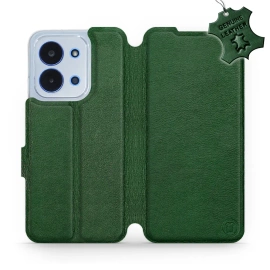 Etui ze skóry naturalnej do Xiaomi Redmi 15C 4G - wzór Green Leather