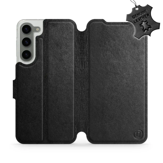 Etui ze skóry naturalnej do Samsung Galaxy S23 Plus - wzór Black Leather