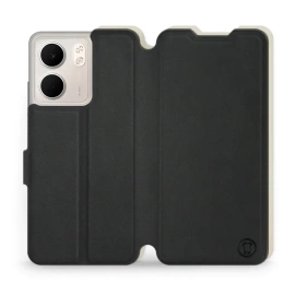 Etui Soft Touch do OPPO A5x - wzór Satynowa czerń z platyną