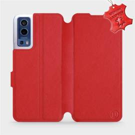 Etui ze skóry naturalnej do Vivo Y72 5G - wzór Red Leather