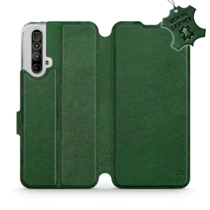 Etui ze skóry naturalnej do Realme X3 SuperZoom - wzór Green Leather