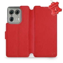 Etui ze skóry naturalnej do Motorola Edge 50 Ultra - wzór Red Leather