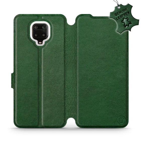 Etui ze skóry naturalnej do Xiaomi Redmi Note 9 Pro - wzór Green Leather