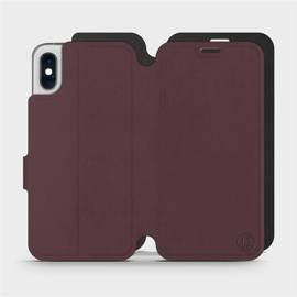 Etui Soft Touch do Apple iPhone XS - wzór Matowy burgund z czernią