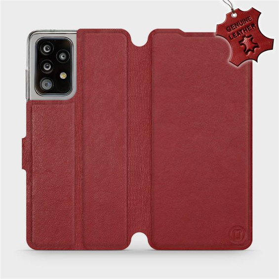 Etui ze skóry naturalnej do Samsung Galaxy A52S 5G - wzór Dark Red Leather