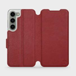 Etui ze skóry naturalnej do Samsung Galaxy S23 - wzór Dark Red Leather