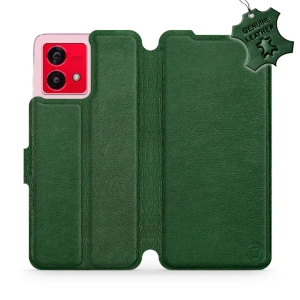 Etui ze skóry naturalnej do Motorola Moto G84 - wzór Green Leather