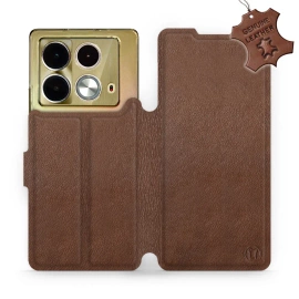 Etui ze skóry naturalnej do Infinix Note 40 - wzór Brown Leather