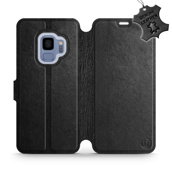 Etui ze skóry naturalnej do Samsung Galaxy S9 - wzór Black Leather