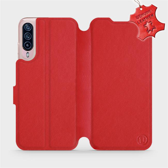 Etui ze skóry naturalnej do HTC Desire 22 Pro - wzór Red Leather