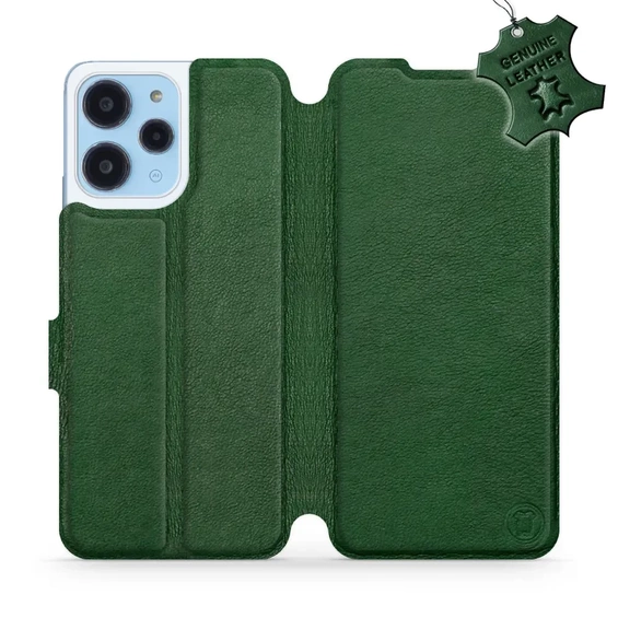 Etui ze skóry naturalnej do Xiaomi Redmi 12 - wzór Green Leather