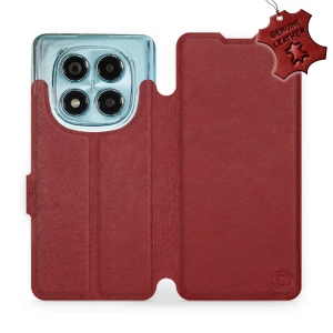 Etui ze skóry naturalnej do Xiaomi Redmi Note 14 Pro 4G - wzór Dark Red Leather
