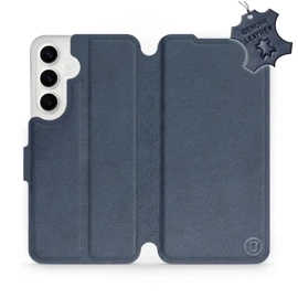 Etui ze skóry naturalnej do Samsung Galaxy S24 Plus - wzór Blue Leather