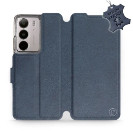 Etui ze skóry naturalnej do Realme C75 - wzór Blue Leather