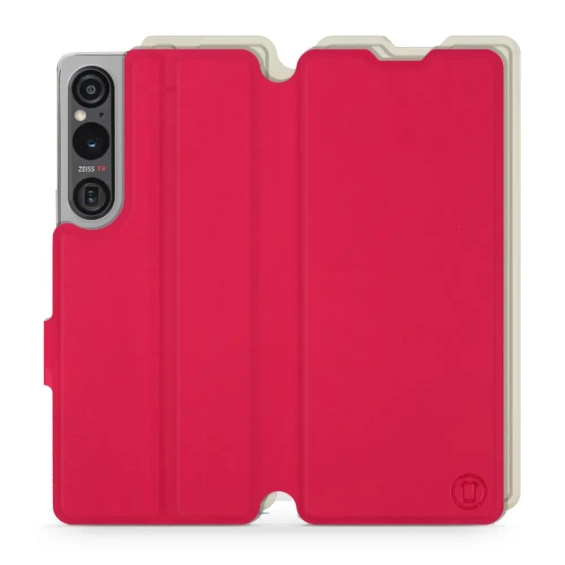 Etui Soft Touch do Sony Xperia 1 V - wzór Żywa czerwień z platyną