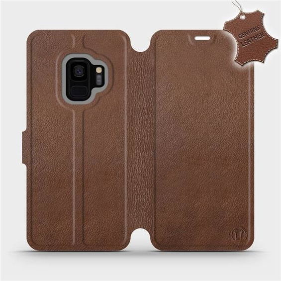 Etui ze skóry naturalnej do Samsung Galaxy S9 - wzór Brown Leather