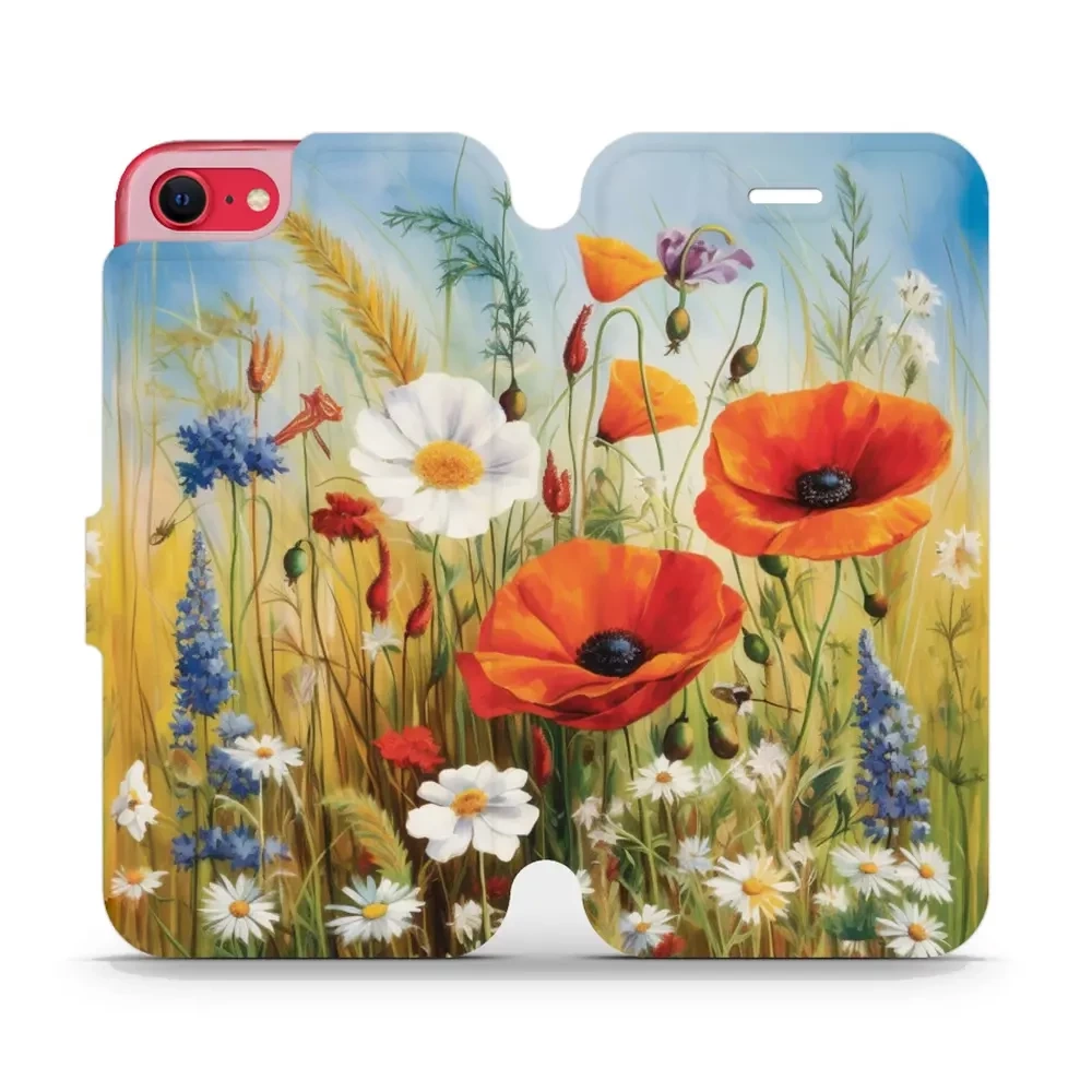 Mobiwear Book, Displayschutz, magnetischer Verschluss, Silikoneinlage, Schutz, Wiesenblumen
