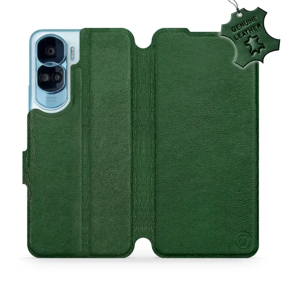 Etui ze skóry naturalnej do Huawei Honor 90 Lite - wzór Green Leather