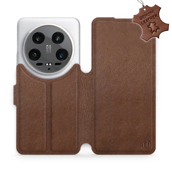 Etui ze skóry naturalnej do Xiaomi 14 Ultra 5G - wzór Brown Leather