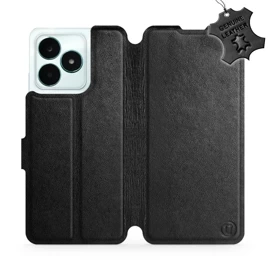 Etui ze skóry naturalnej do Realme C51 - wzór Black Leather