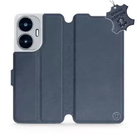 Etui ze skóry naturalnej do Realme C55 - wzór Blue Leather
