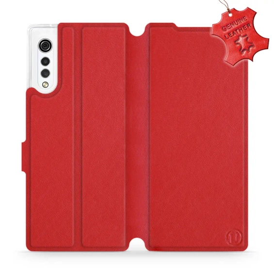 Etui ze skóry naturalnej do LG Velvet - wzór Red Leather