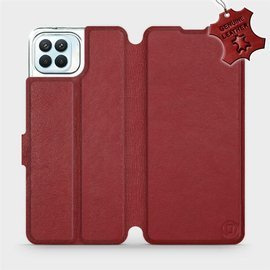 Etui ze skóry naturalnej do OPPO Reno 4 Lite - wzór Dark Red Leather