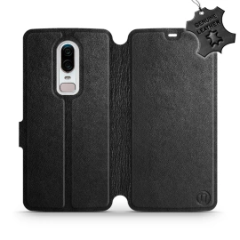 Etui ze skóry naturalnej do OnePlus 6 A6000 - wzór Black Leather
