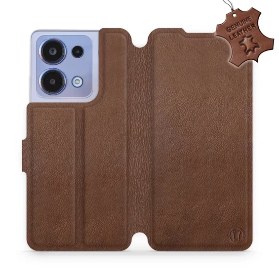 Etui ze skóry naturalnej do Xiaomi Redmi Note 13 4G - wzór Brown Leather