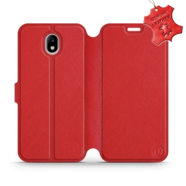 Etui ze skóry naturalnej do Samsung Galaxy J7 2017 - wzór Red Leather
