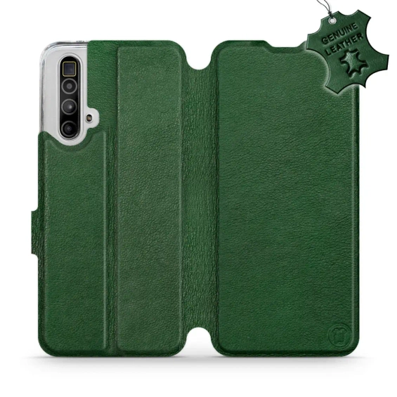 Etui ze skóry naturalnej do Realme X3 SuperZoom - wzór Green Leather