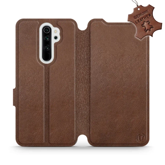 Etui ze skóry naturalnej do Xiaomi Redmi Note 8 Pro - wzór Brown Leather