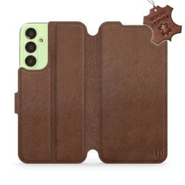 Etui ze skóry naturalnej do Samsung Galaxy A24 - wzór Brown Leather