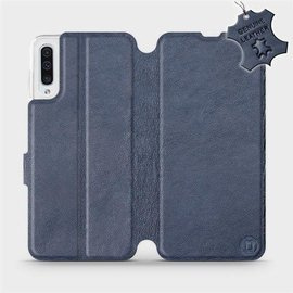 Etui ze skóry naturalnej do Samsung Galaxy A50 - wzór Blue Leather