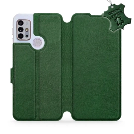Etui ze skóry naturalnej do Motorola Moto G10 - wzór Green Leather