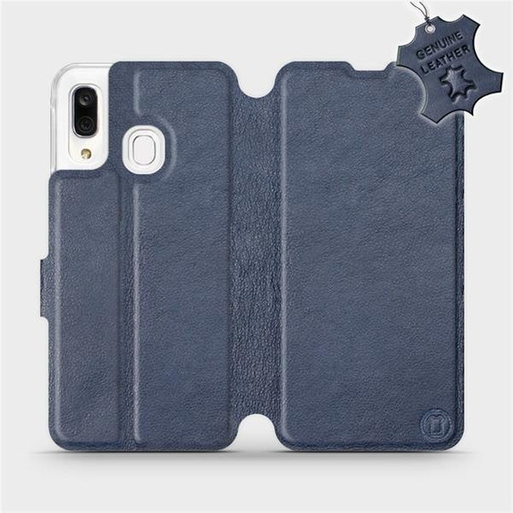 Etui ze skóry naturalnej do Samsung Galaxy A40 - wzór Blue Leather