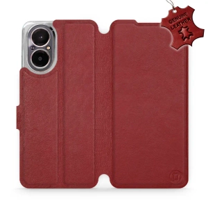 Etui ze skóry naturalnej do Realme C67 4G - wzór Dark Red Leather